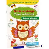 Scrie si sterge: animale salbatice. caiet refolosibil + whiteboard marker