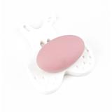 Buton pentru mobila copii Joy Catel, finisaj alb cu nasuc roz CB, 30 mm