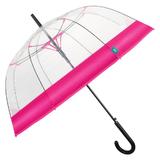 Umbrela transparenta automata baston cu bordura roz