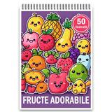 Carte de colorat, 50 de ilustratii, Fructe Adorabile, 106 pagini