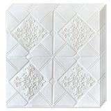 Set 40x Tapet 3D Teno®, suprafata acoperire 19.7 mp, autoadeziv, perete/tavan, model floral, waterproof, usor de montat, design modern, 70x70 cm, alb