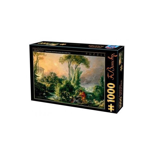 Puzzle 1000. francois boucher: river landscape with an antique temple