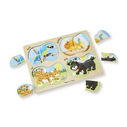 4 in 1 Peg puzzle, Pets. Puzzle lemn 4 in 1, Animale de companie