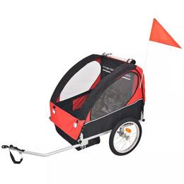 Remorca de bicicleta pentru copii VidaXL, rosu