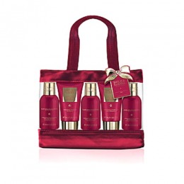 Set Cadou Baylis & Harding Midnight Fig & Pomegranate 5 Piece Bag Set - Gel de Dus 100ml, Crema de Dus 100ml, Sampon 50ml, Balsam 50ml, Lotiune de Maini si Corp 100ml