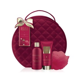 Set Cadou Baylis & Harding Midnight Fig & Pomegranate Vanity Bag Set - Gel de Dus 300ml, Lotiune de Maini si Corp 200ml, Burete de Baie