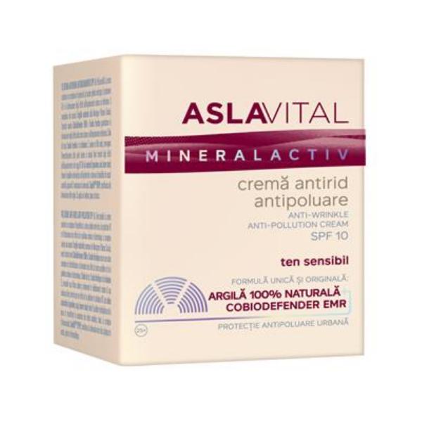 Crema Antirid Antipoluare SPF 10 – Aslavital Mineralactiv Anti-Wrinkle Anti-Pollution Cream, 50ml 50ml imagine 2022