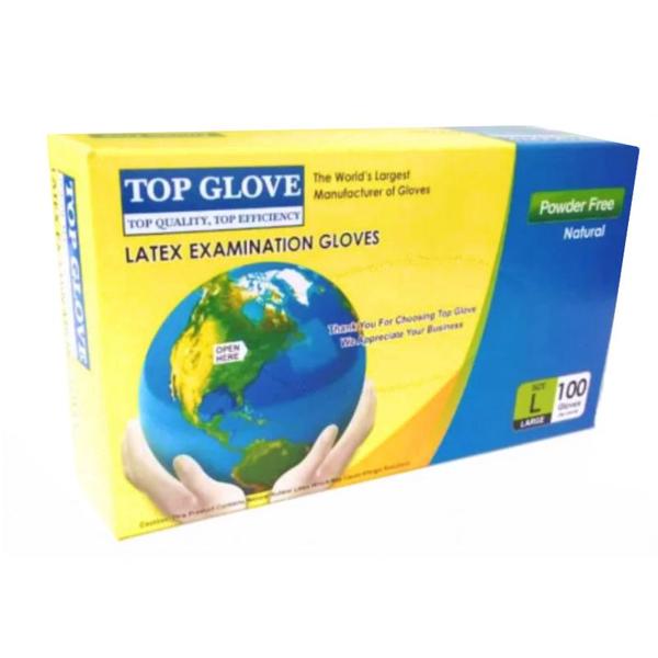 Manusi de Examinare Latex Nepudrate Albe, Marimea L, Top Glove, 100 buc