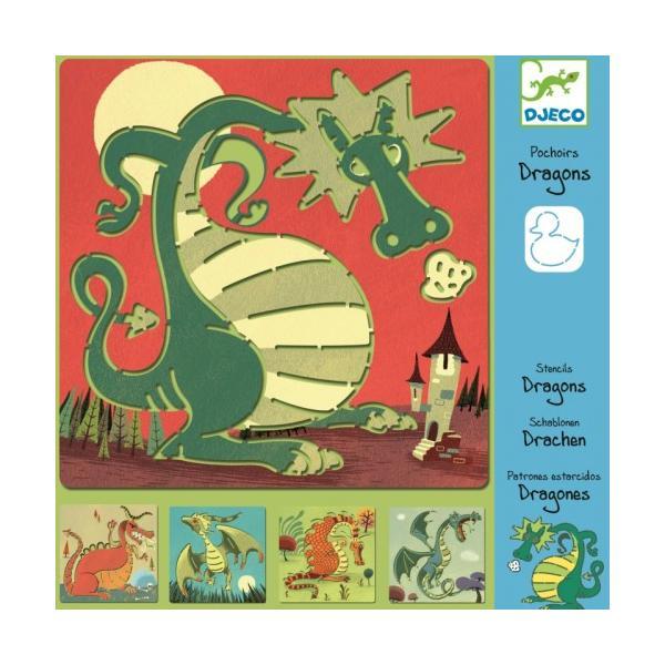 5 pochoirs, dragons. sabloane, dragoni