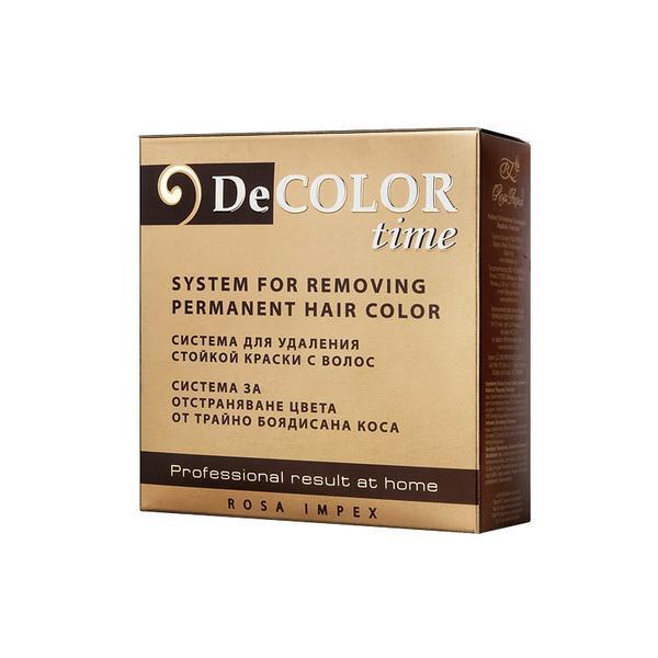 Sistem pentru indepartarea vopselei permanente - Color Time - DT100, flacon reducator 110ml, activator 110ml, oxidant 110ml - Rosa Impex