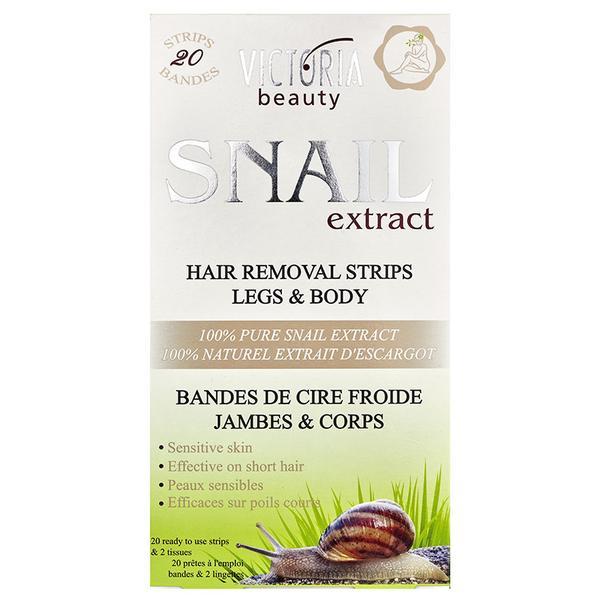 Benzi depilatoare cu ceara rece pentru corp cu extract de melc Victoria Beauty, 20 buc Camco Camco