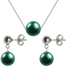 Set aur alb si perle premium verde smarald - cadouri si perle