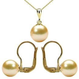 Set aur 14 karate cu perle naturale crem, premium - cadouri si perle