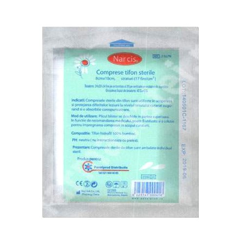 Comprese Sterile Narcis, 10cm x 8cm, 50 straturi, tesatura 19 x 15