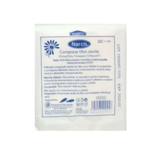 Comprese Sterile Narcis, 27cm x 27cm, 10 straturi, tesatura 19 x 15