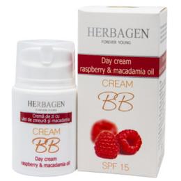 Crema de zi bb cream cu zmeura si ulei de macadamia spf 15 herbagen, 50g