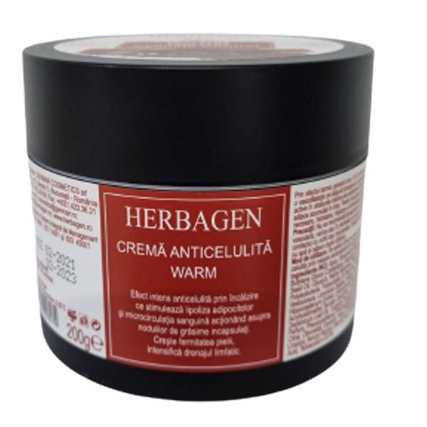 Crema Anticelulitica cu Efect de Incalzire Warm Herbagen, 200g 200g imagine