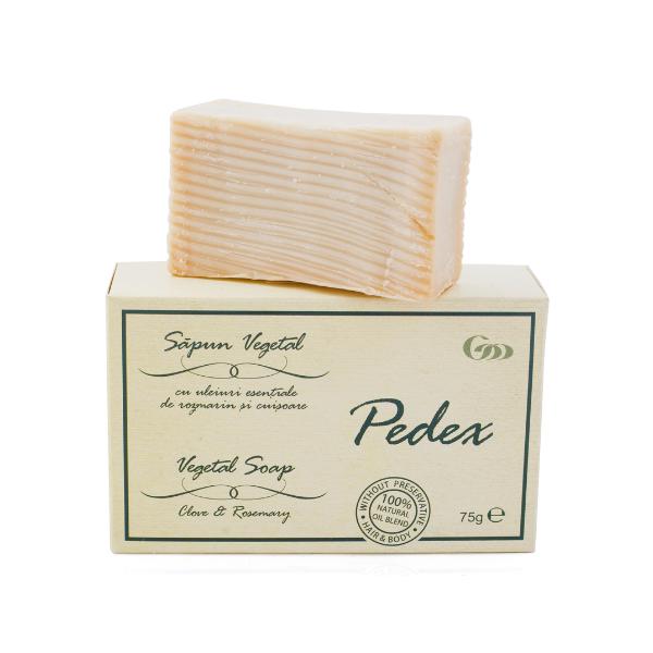 Sapun Vegetal cu Uleiuri Esentiale de Rozmarin si Cuisoare Pedex Herbagen, 75 g