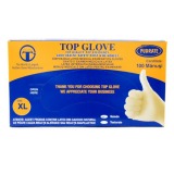 Manusi de Examinare Latex Usor Pudrate Albe, Marimea XL, Top Glove, 100 buc