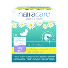Absorbante lungi cu aripioare cu strat de bumbac organic natracare, 10 buc