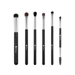 Set 6 pensule machiaj ochi proartist, par natural si sintetic, negru