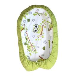 Baby nest, patut portabil, culcus bebe, 0-9 luni, lavabil, 2 fete, bufnite, verde