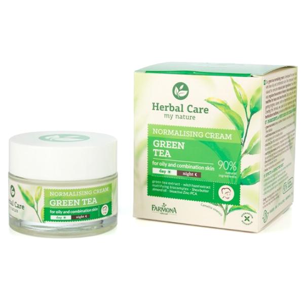 Crema Normalizatoare de Zi/Noapte cu Ceai Verde - Farmona Herbal Care Green Tea Normalising Cream Day/Night, 50ml