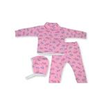 Pijama bebelusi iarna, nou nascuti, 0-3 luni, bumbac 100%, vanisat (finet), iepurasi