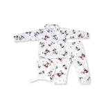 Pijama bebelusi iarna, nou nascuti, 3 piese,  6-9 luni, bumbac 100%, vanisat (finet), mickey rosu