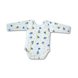 Body iarna, vanisat (finet), bumbac 100%, 9-12 luni, strumfi, alb si albastru