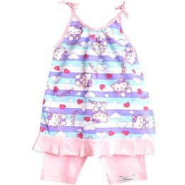 Set 2 piese bumbac 100%, maieu si pantaloni scurti, bretele ajustabile, hello kitty, 3-4 ani