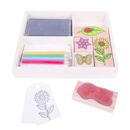 Set desen tusiera si stampile - natura - bigjigs