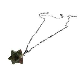 Pandantiv Mercaba unakit natural cu lantisor inox, GlamBazaar