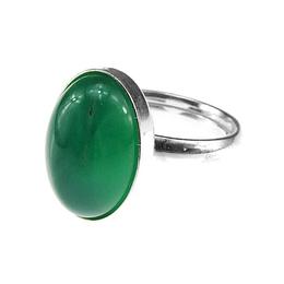 Inel argint reglabil cu agata verde 14x10 MM, GlamBazaar