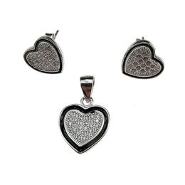 Set argint inimioare cu zirconia si email, GlamBazaar