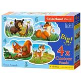 Puzzle 4 in 1. Forest animals
