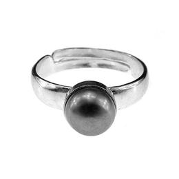Inel argint reglabil cu perla de cultura gri 6 MM, GlamBazaar
