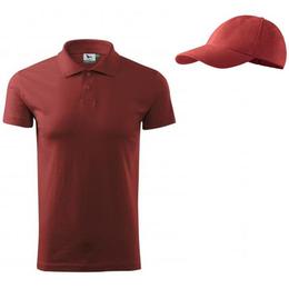 Tricou Adler - polo rosu bordo din bumbac 100%, marime S + sapca