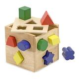  Cub din lemn cu forme de sortat - Shape sorting cube