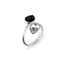 Inel Reglabil Pear X2 Black & White Queen Stone - 8 mm