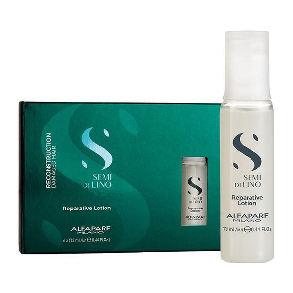 Lotiune Reparatoare Pentru Par Deteriorat - Alfaparf Milano Semi Di Lino Reconstruction Reparative Lotion, 6 fiole x 13 ml