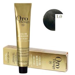 Vopsea Permanenta fara Amoniac Fanola Oro Therapy Color Keratin 1.0 Negru, 100ml