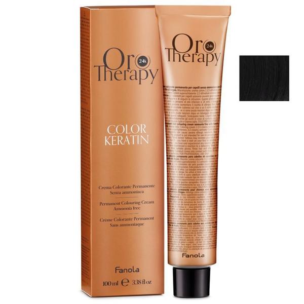 Vopsea Demi-permanenta Fanola Oro Therapy Color Keratin 1.0 Negru, 100ml