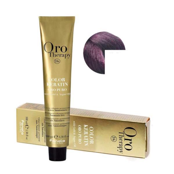 Vopsea Permanenta fara Amoniac Fanola Oro Therapy Color Keratin 5.2 Castaniu Deschis Violet, 100ml