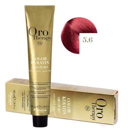 Vopsea Permanenta fara Amoniac Fanola Oro Therapy Color Keratin 5.6 Castaniu Deschis Roscat, 100ml