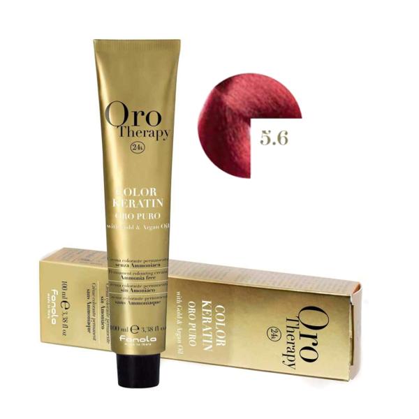 Vopsea Demi-permanenta Fanola Oro Therapy Color Keratin 5.6 Castaniu Deschis Roscat, 100ml