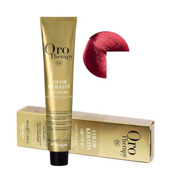 Vopsea Permanenta fara Amoniac Fanola Oro Therapy Color Keratin 6.6 Blond Inchis Roscat, 100ml