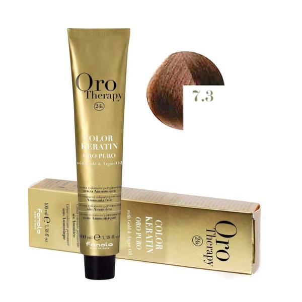 Vopsea Demi-permanenta Fanola Oro Therapy Color Keratin 7.3 Blond Auriu, 100ml