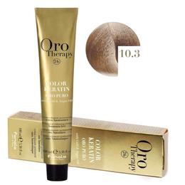 Vopsea permanenta fara amoniac fanola oro therapy color keratin 10.3 blond platinat auriu, 100ml