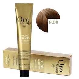 Vopsea permanenta fara amoniac fanola oro therapy color keratin 8.00 blond deschis intens, 100ml